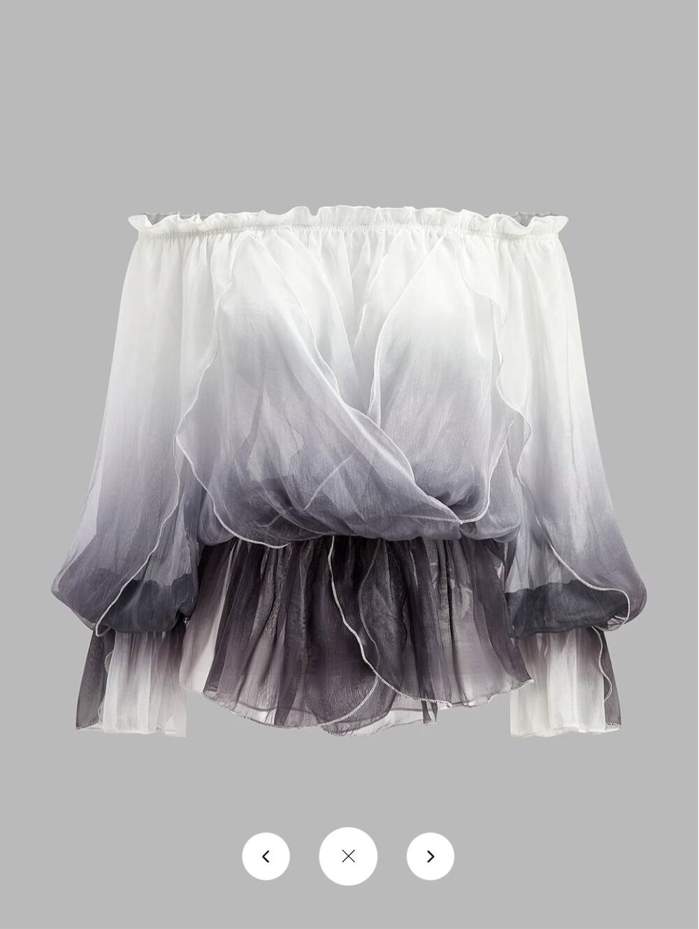 NWT commense Semi-Sheer Gradient Floral Off-Shoulder Chiffon Top Sz M